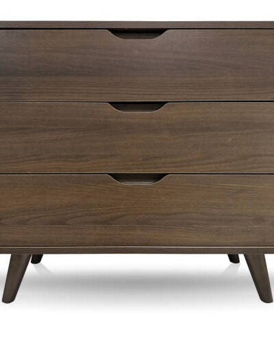 Brown vintage wooden drawer isolated on white background with clipping path