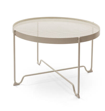 Beige round coffee table isolated on white, including clipping path