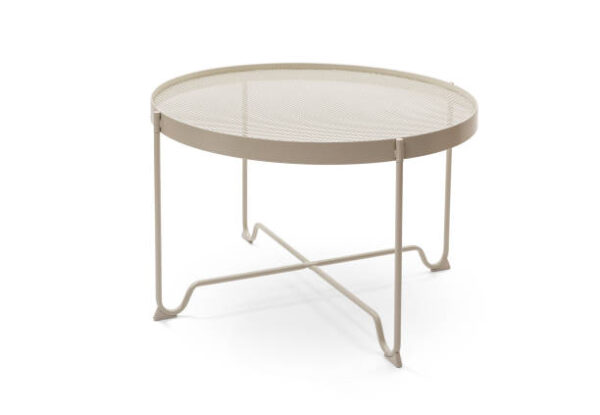 Beige round coffee table isolated on white, including clipping path