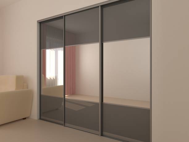 Wardrobe with sliding doors. furniture. interior design. 3d render